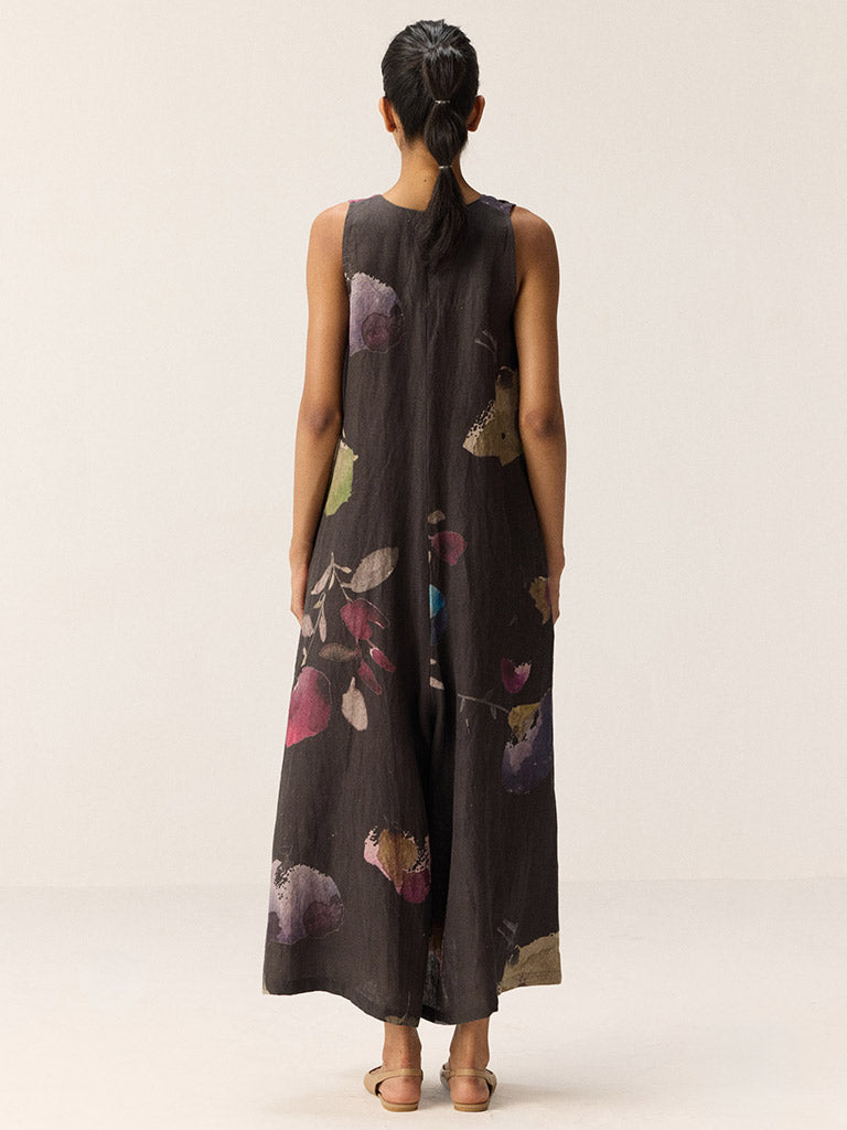 Nightshade Blooms Linen Jumpsuit JUMPSUITS KHARA KAPAS