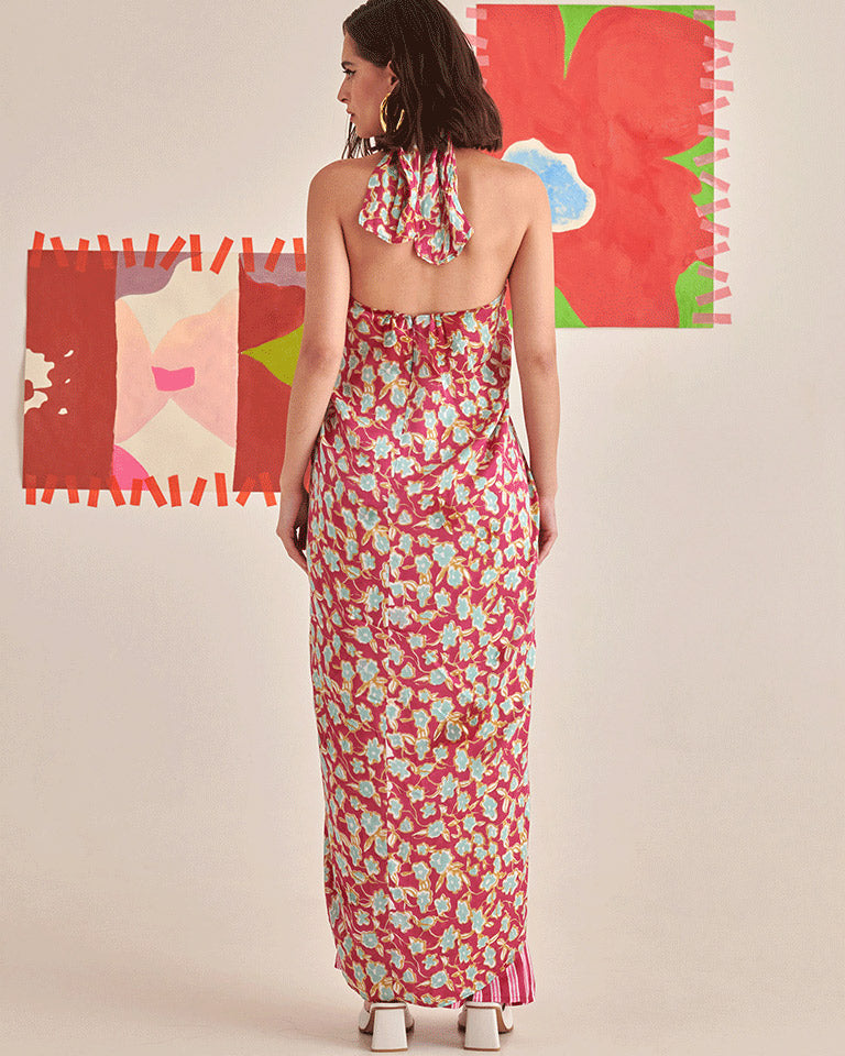 Floral Halter Draped Co-ord Set SETS Khajoor