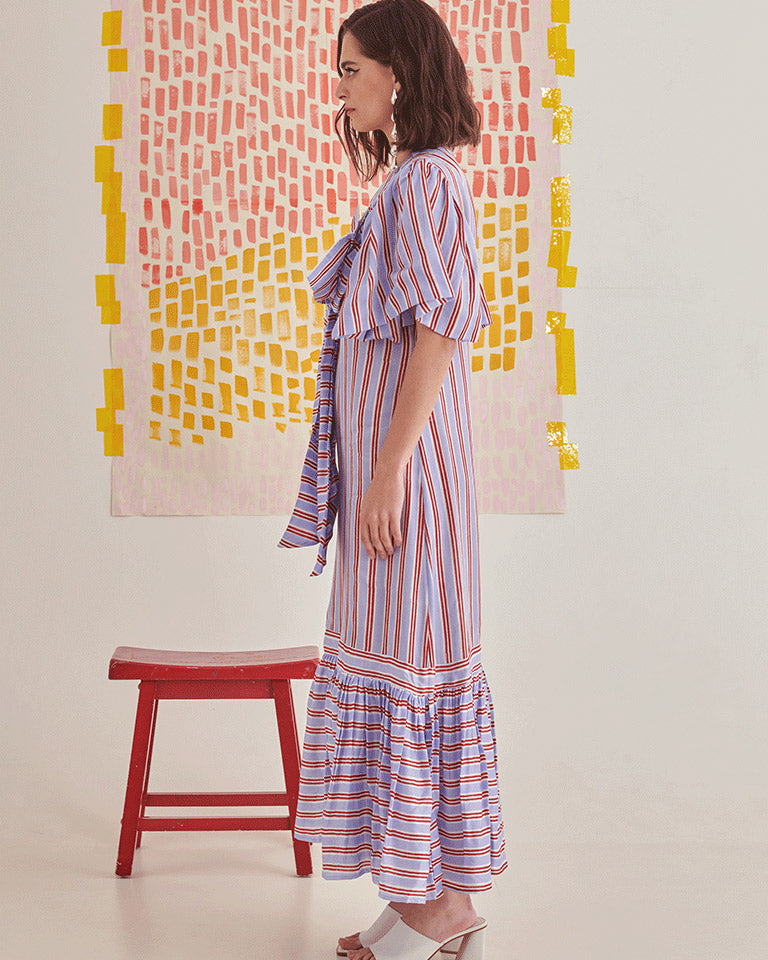 Big Bow Striper Dress DRESSES Khajoor