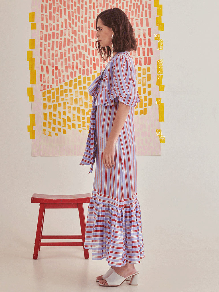 Big Bow Striper Dress DRESSES Khajoor