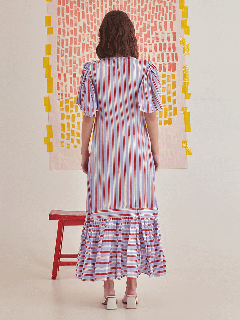 Big Bow Striper Dress DRESSES Khajoor