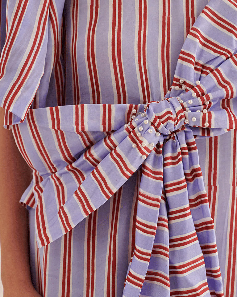 Big Bow Striper Dress DRESSES Khajoor