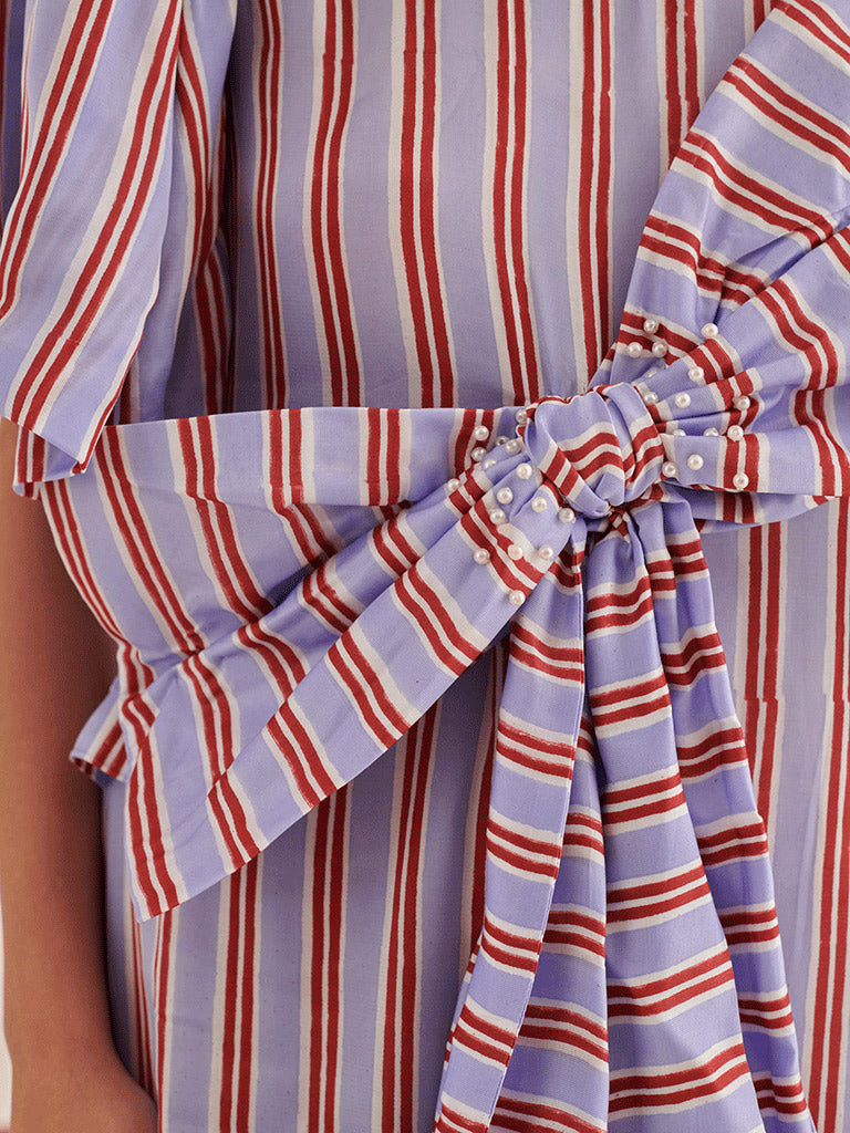 Big Bow Striper Dress DRESSES Khajoor