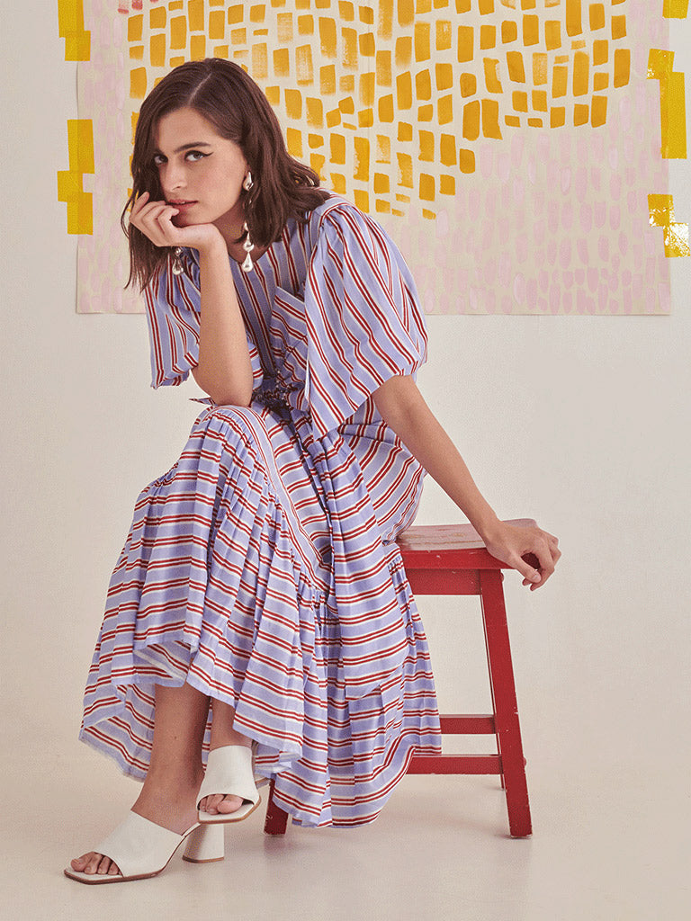 Big Bow Striper Dress DRESSES Khajoor