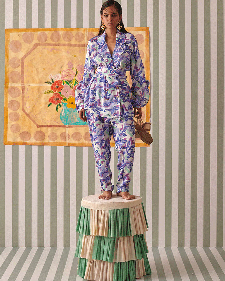 Abstract Gardenia Blazer Set SETS Khajoor