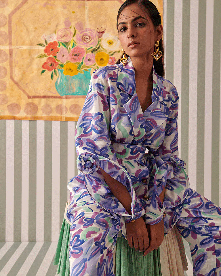 Abstract Gardenia Blazer Set SETS Khajoor