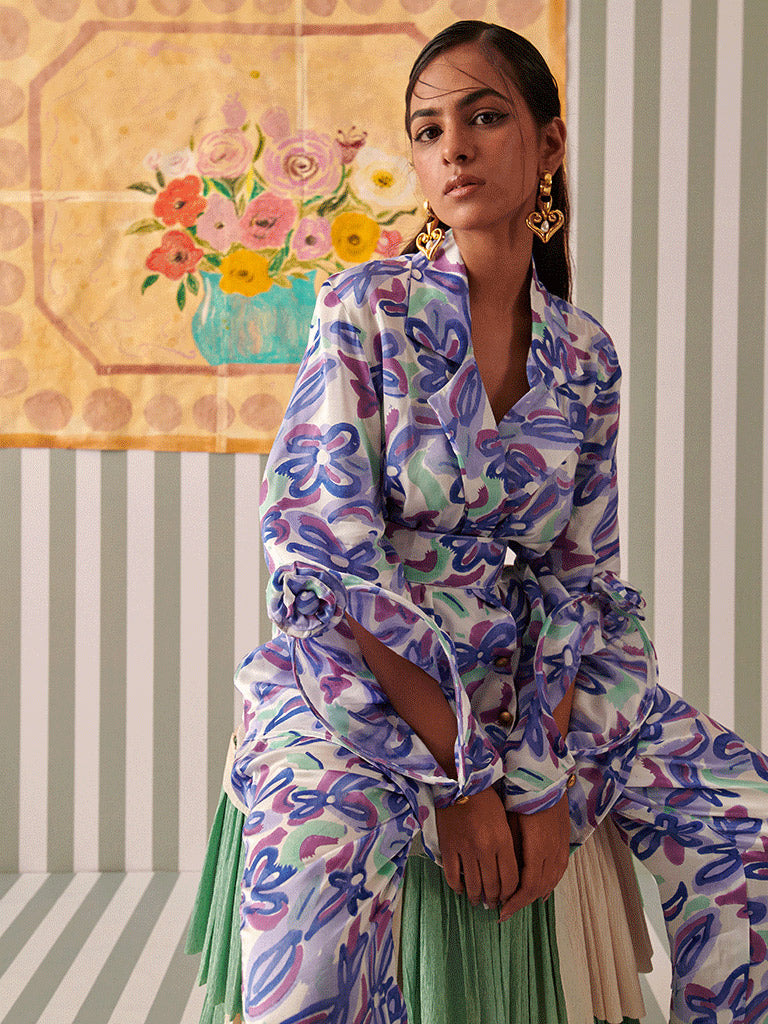 Abstract Gardenia Blazer Set SETS Khajoor