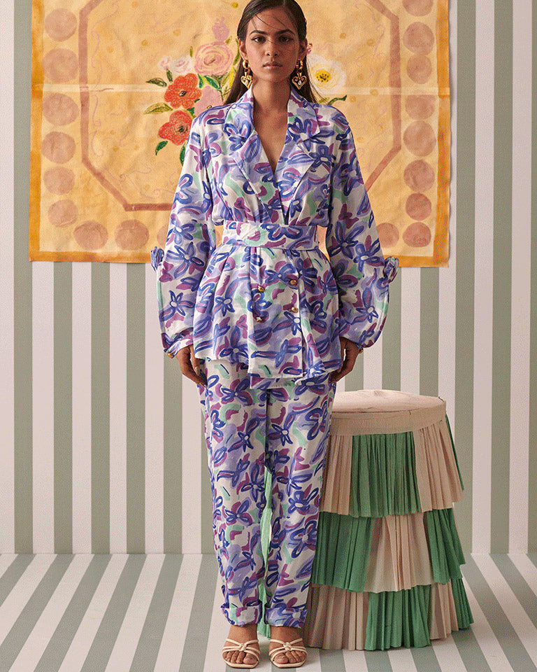 Abstract Gardenia Blazer Set SETS Khajoor