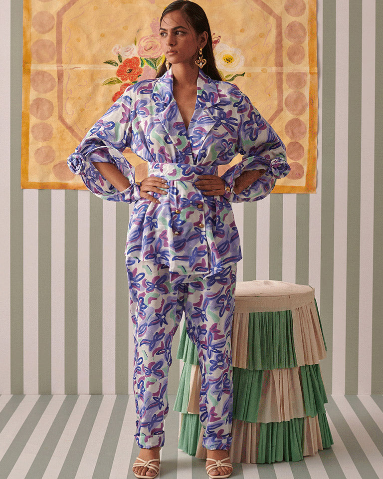 Abstract Gardenia Blazer Set SETS Khajoor