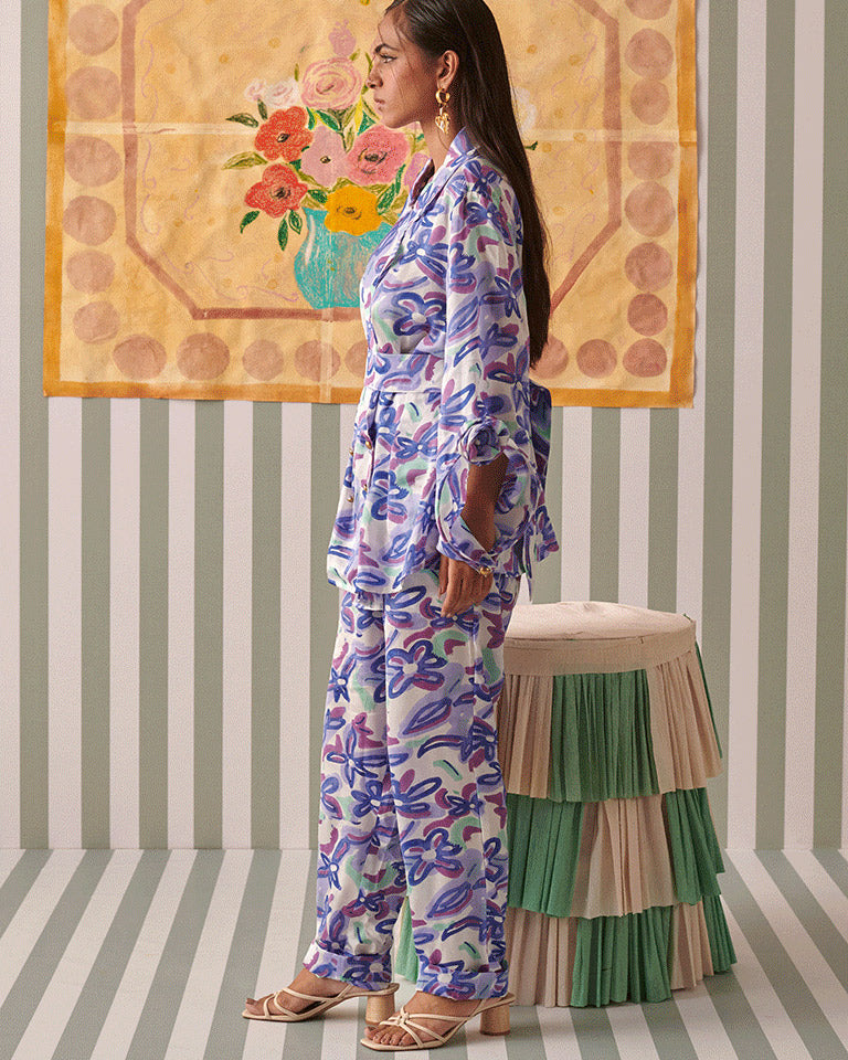 Abstract Gardenia Blazer Set SETS Khajoor