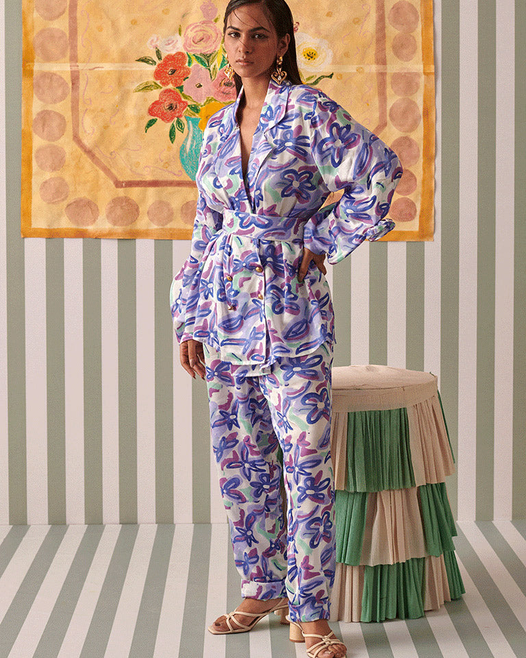 Abstract Gardenia Blazer Set SETS Khajoor