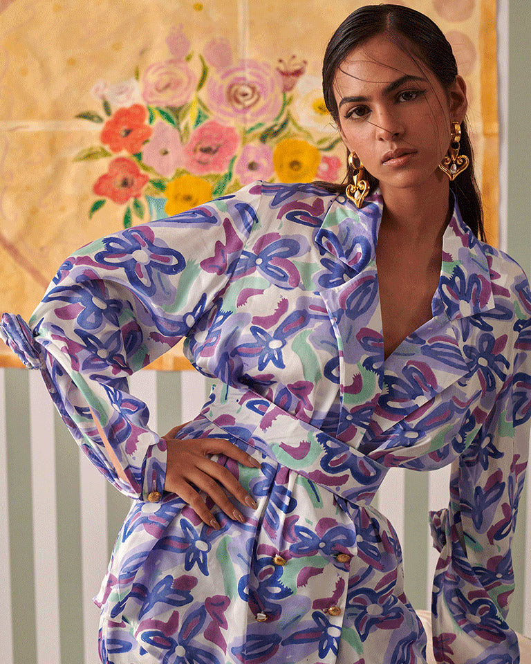 Abstract Gardenia Blazer Set SETS Khajoor