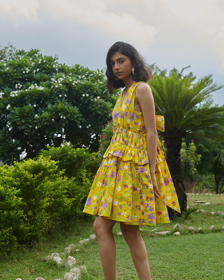 Le Lemon Fleur Babydoll Dress DRESSES Khajoor