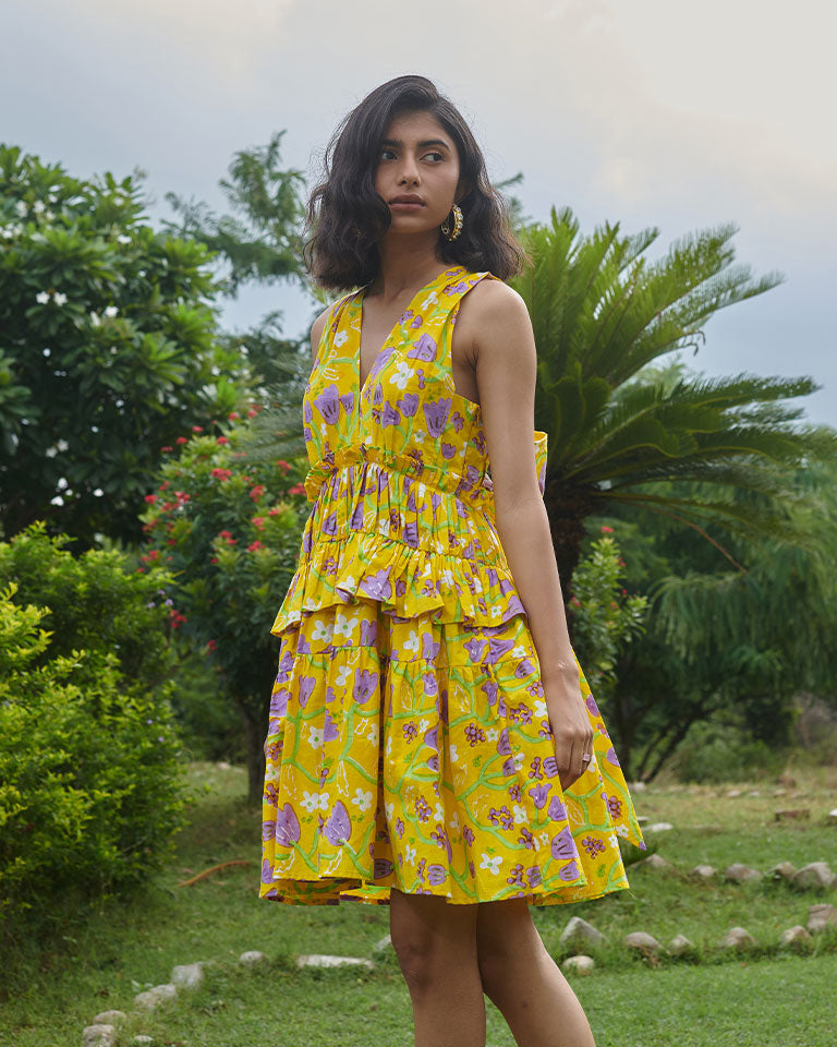 Le Lemon Fleur Babydoll Dress DRESSES Khajoor