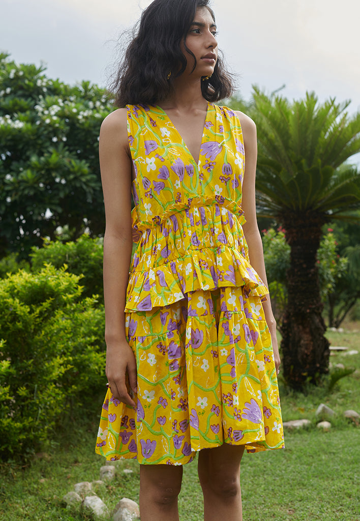 Le Lemon Fleur Babydoll Dress DRESSES Khajoor