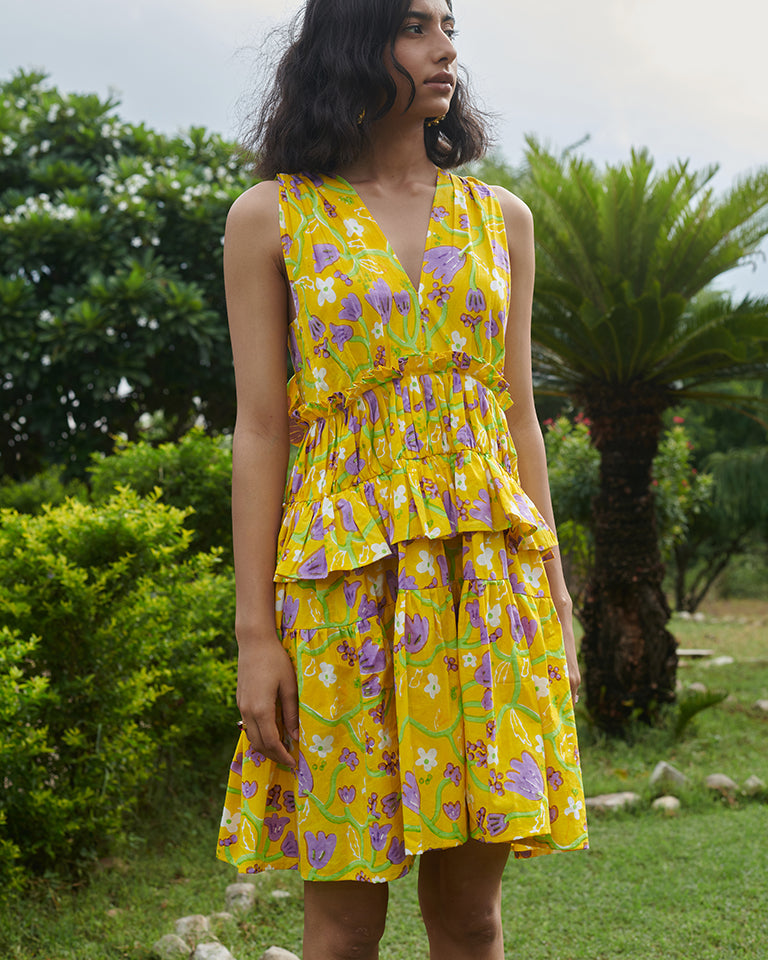 Le Lemon Fleur Babydoll Dress DRESSES Khajoor