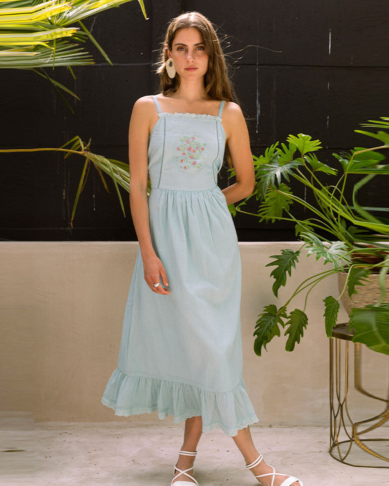 Aqua Cottage Dress DRESSES Em and Shi