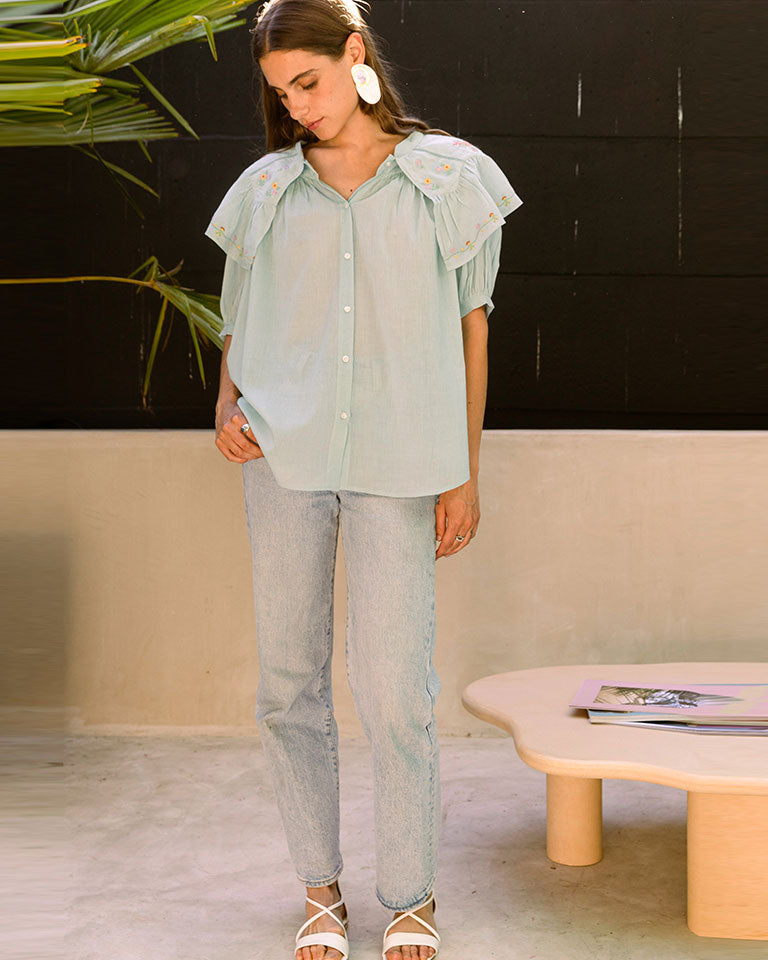 Aqua Cottage Top TOPS Em and Shi