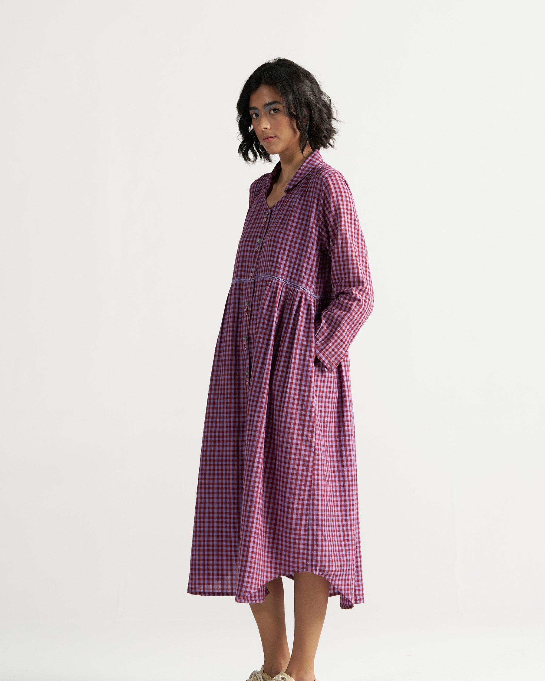 Table For Two Tea Plum Dress DRESSES IKKIVI