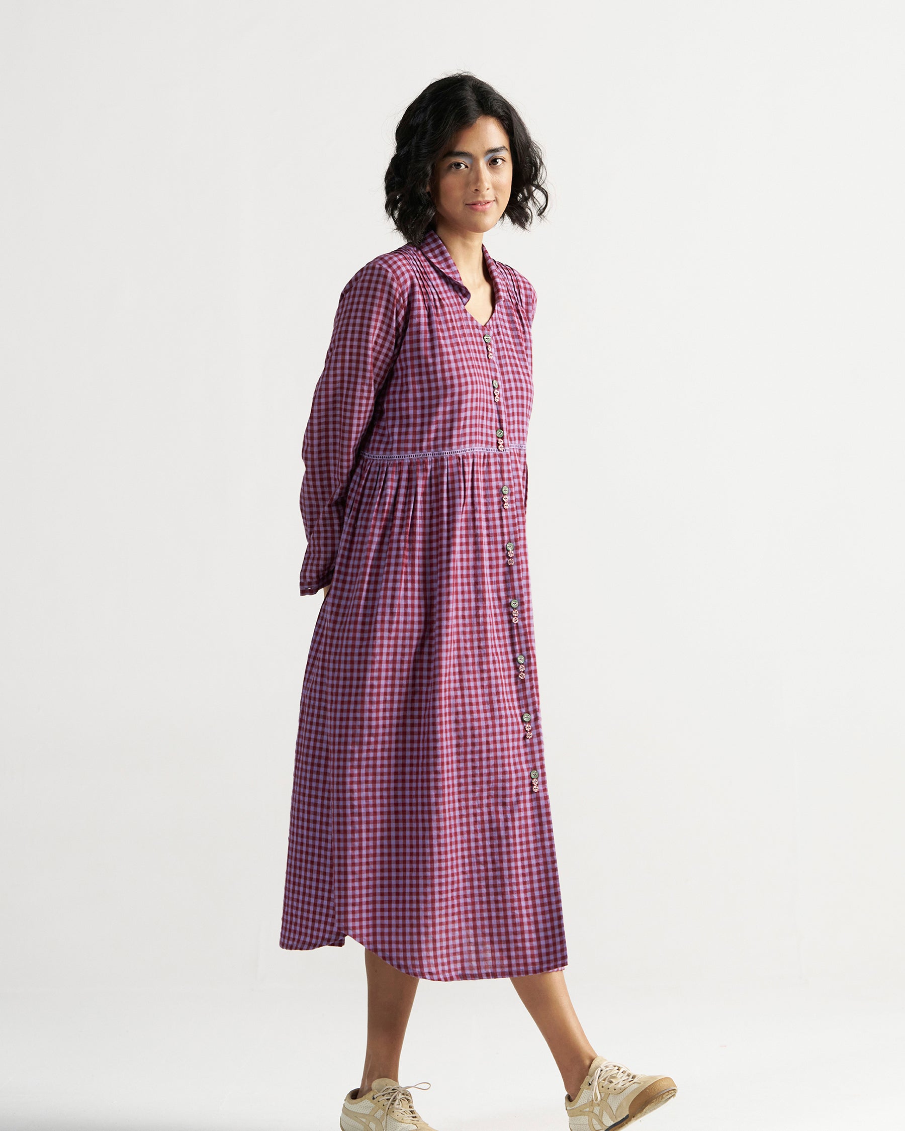 Table For Two Tea Plum Dress DRESSES IKKIVI