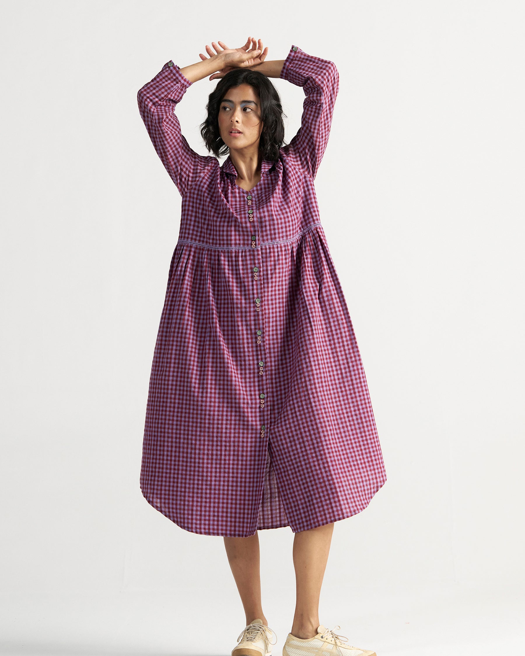 Table For Two Tea Plum Dress DRESSES IKKIVI