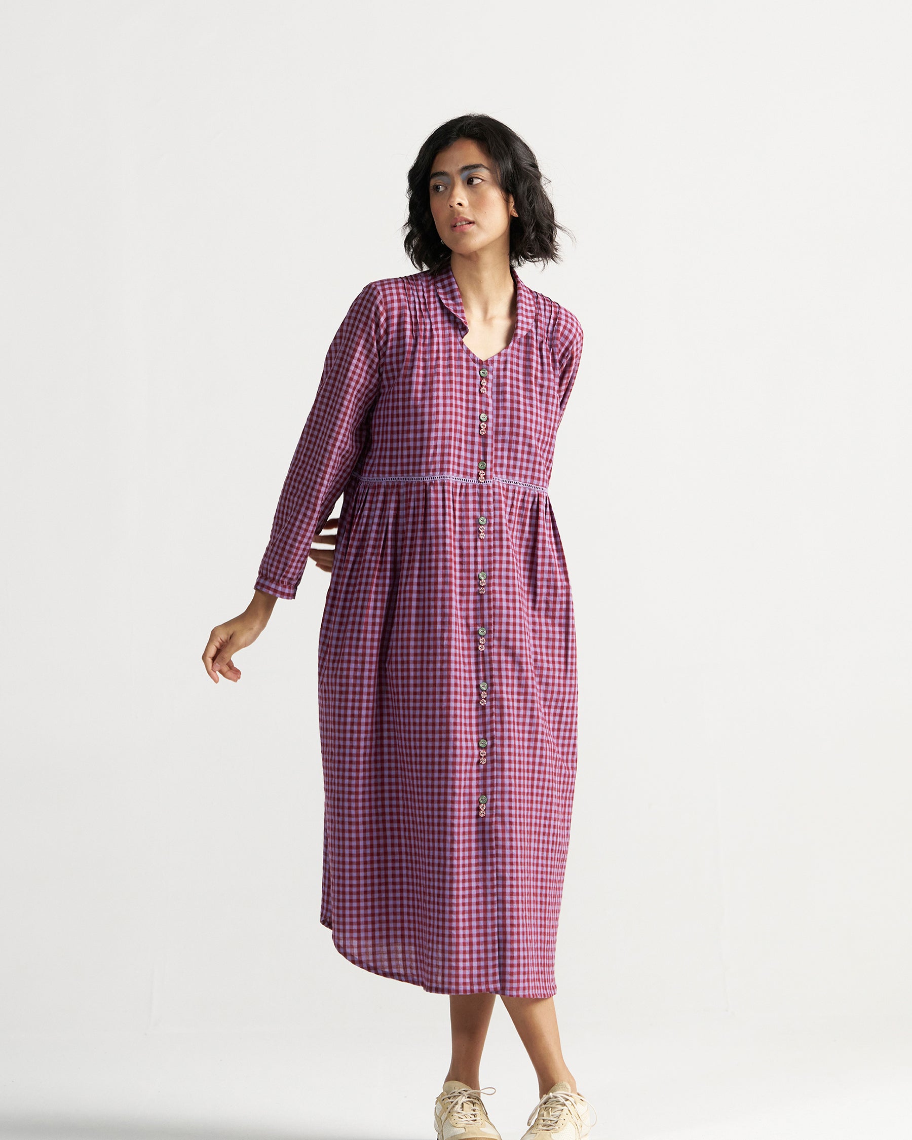 Table For Two Tea Plum Dress DRESSES IKKIVI