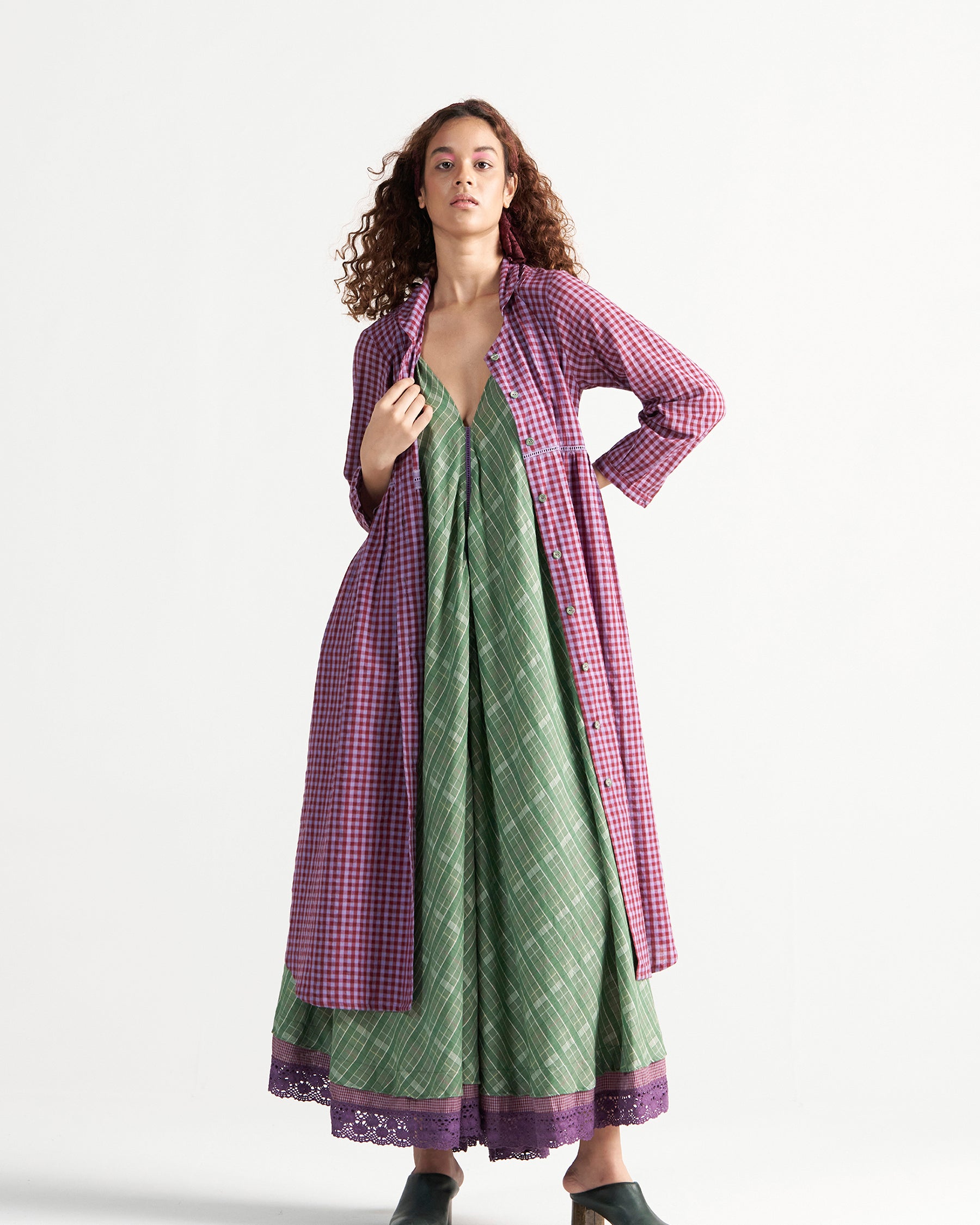 Table For Two Tea Plum Dress DRESSES IKKIVI