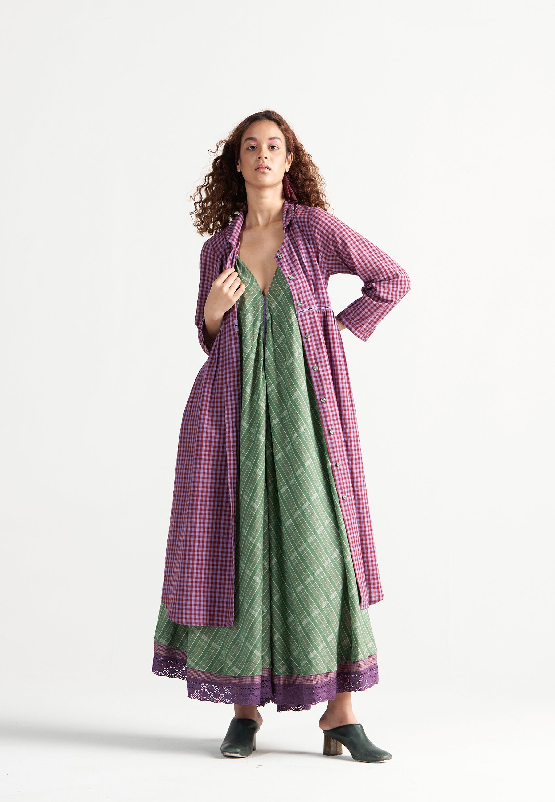 Table For Two Tea Plum Dress DRESSES IKKIVI