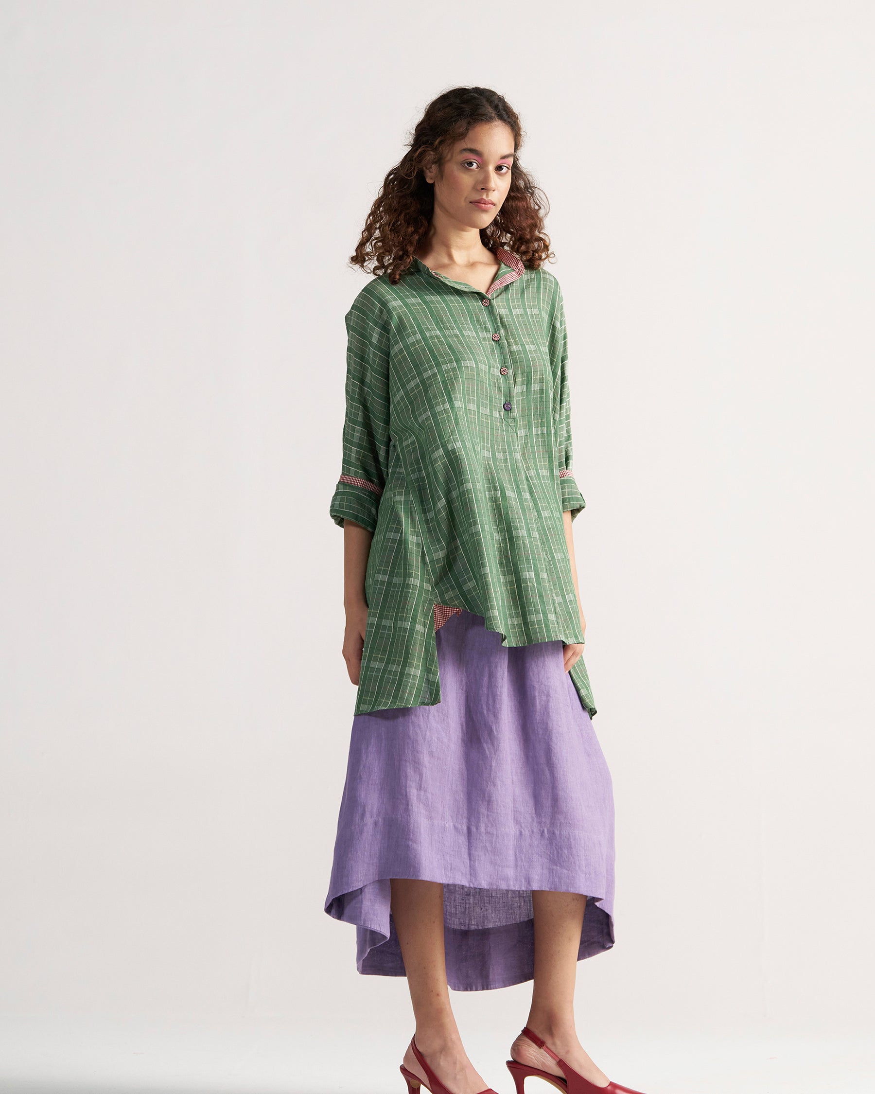 Checkmate Green Checkered Shirt TOPS IKKIVI