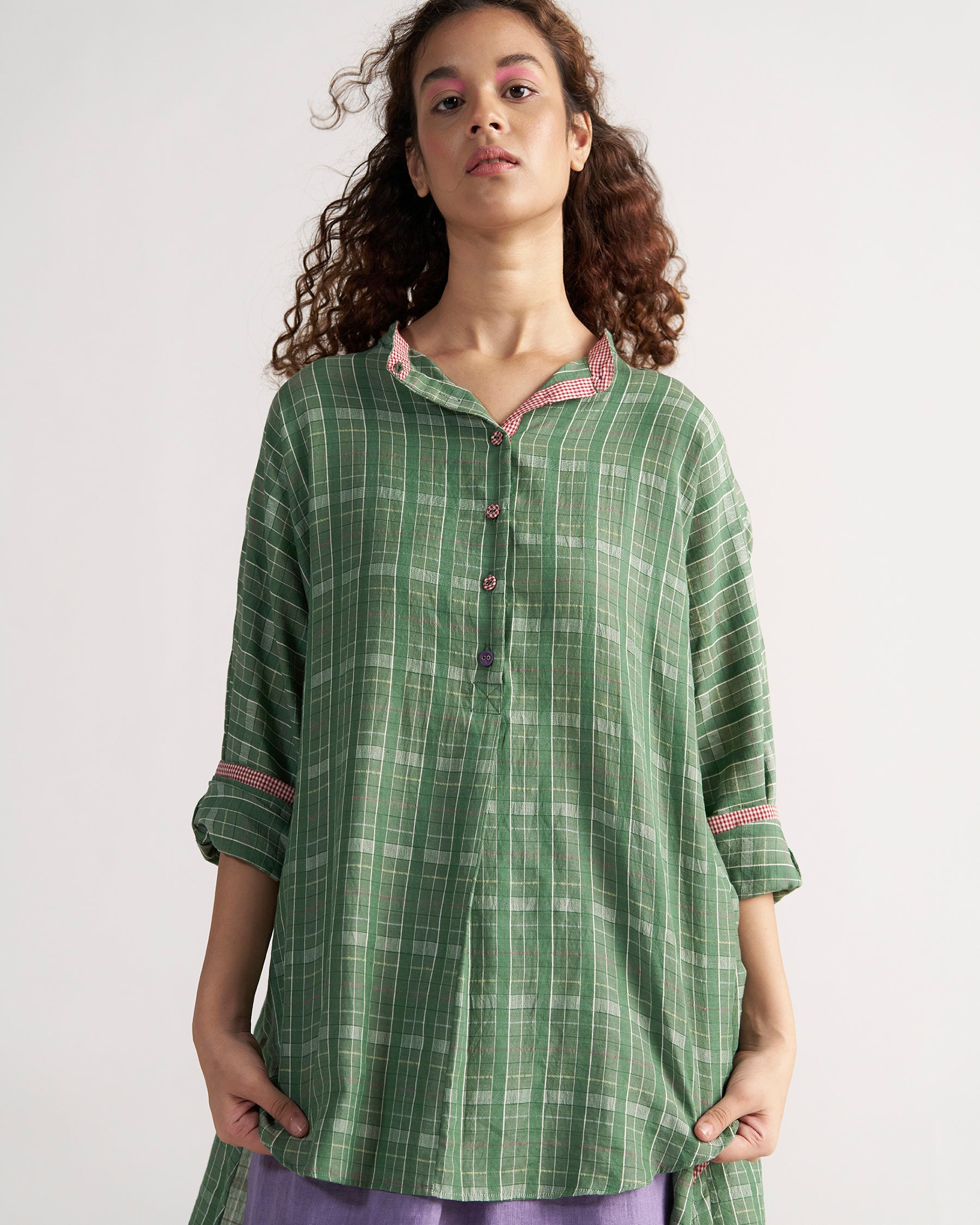 Checkmate Green Checkered Shirt TOPS IKKIVI