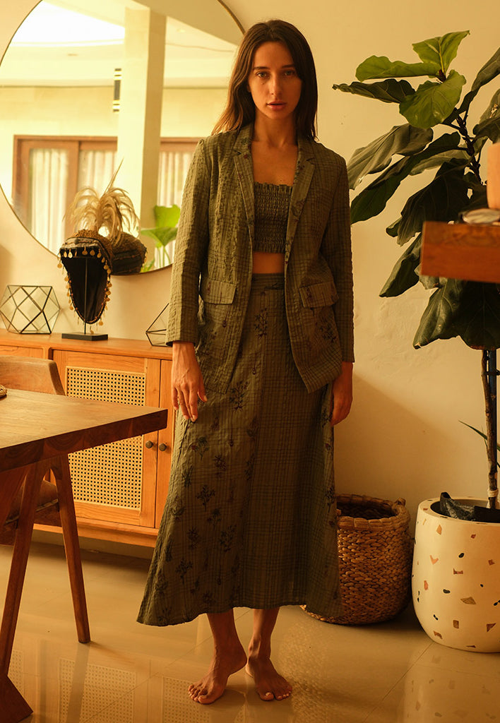 Olive Blazer and Skirt Set SETS Em and Shi