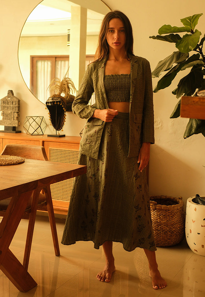 Olive Blazer and Skirt Set SETS Em and Shi