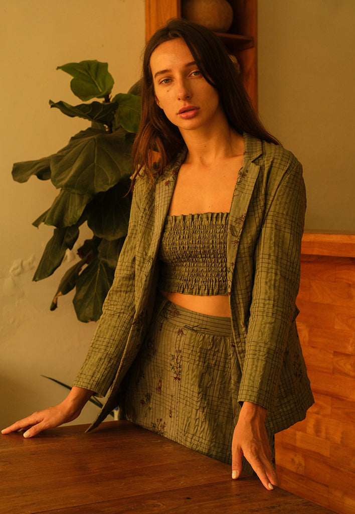 Olive Blazer and Skirt Set SETS Em and Shi