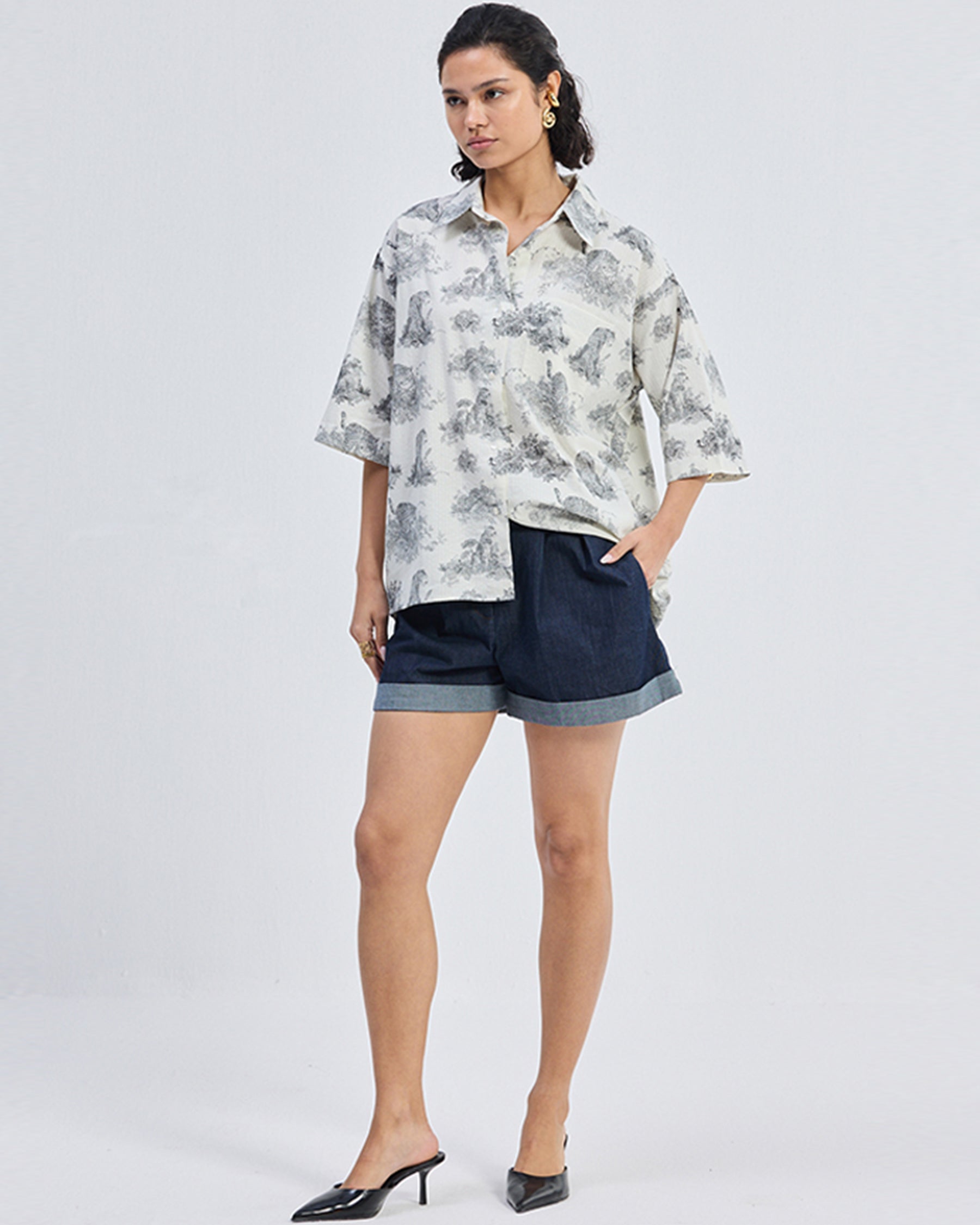 Oversized High Low Animal Print Shirt TOPS Reistor