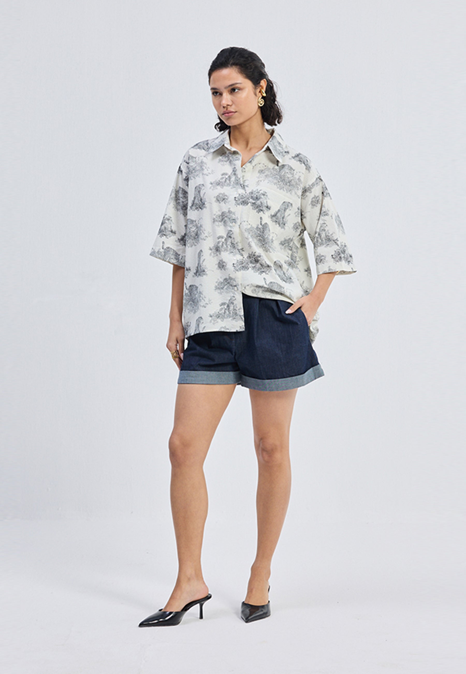 Oversized High Low Animal Print Shirt TOPS Reistor