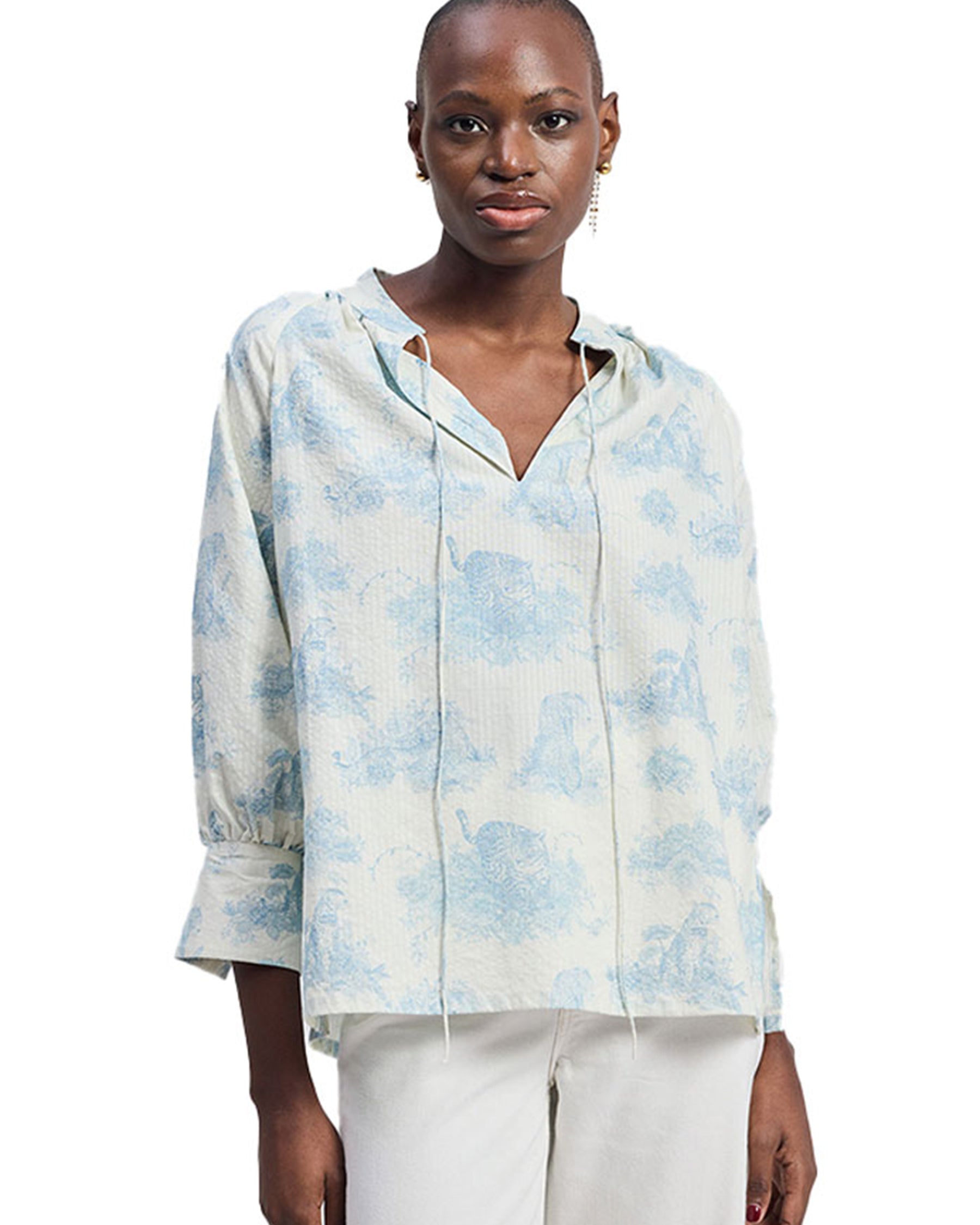 Relaxed Fit Drawstring Shirt TOPS Reistor