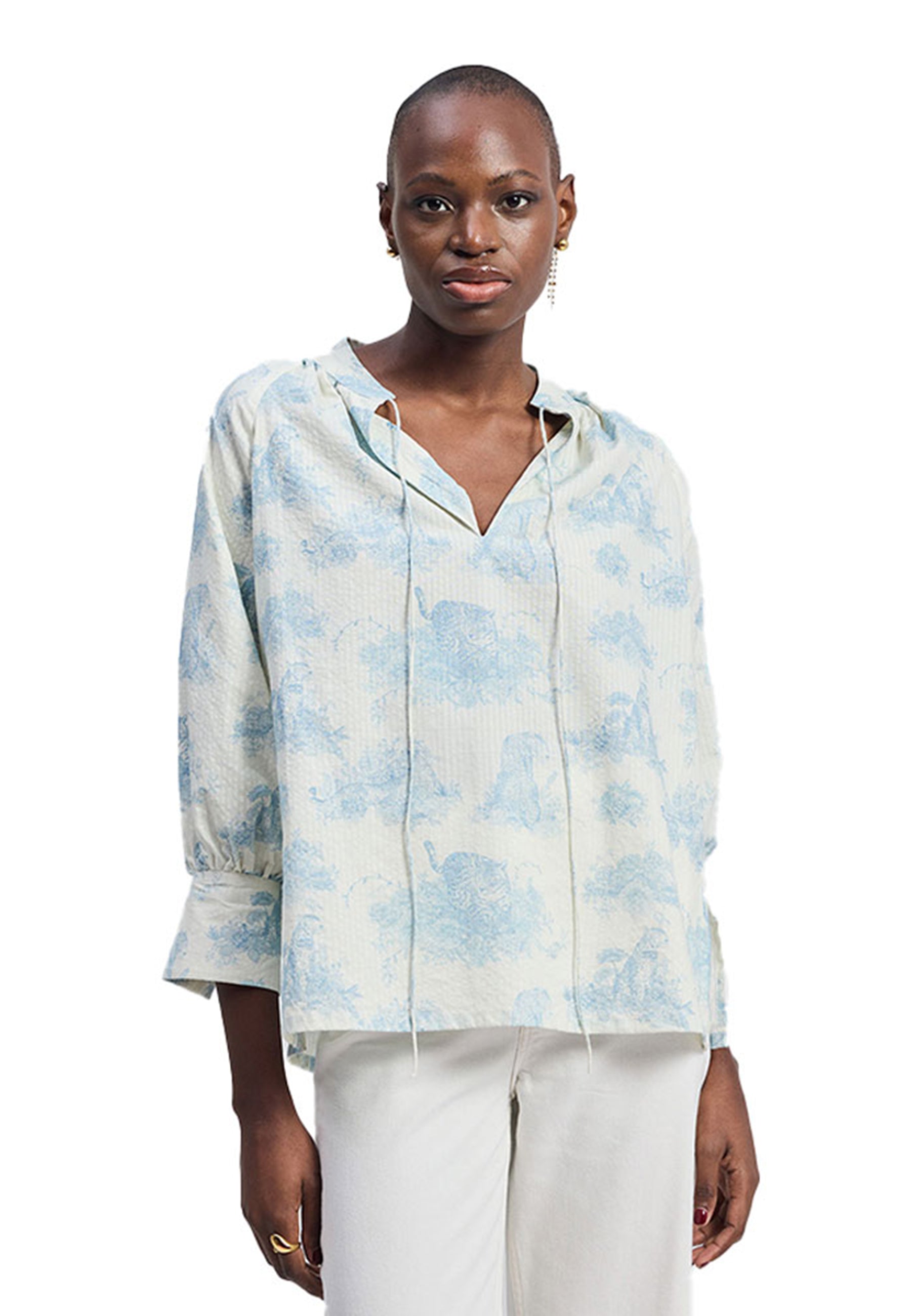 Relaxed Fit Drawstring Shirt TOPS Reistor