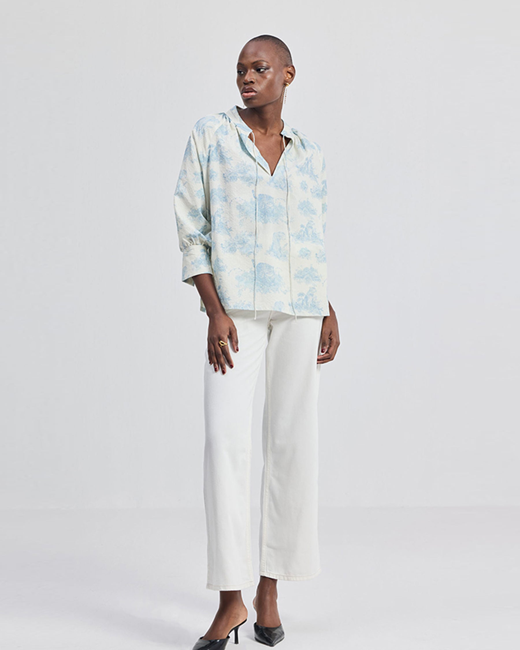 Relaxed Fit Drawstring Shirt TOPS Reistor