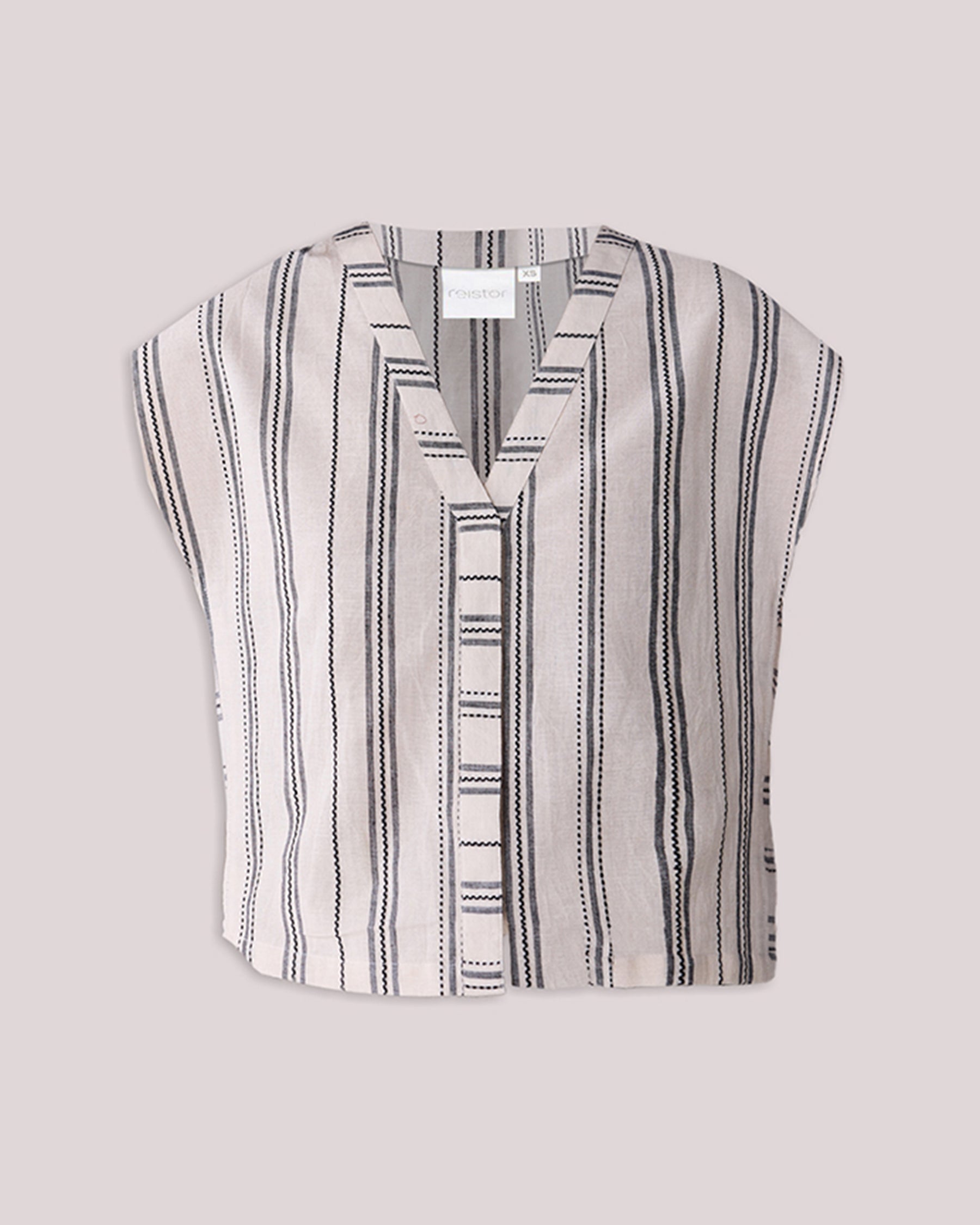 Relaxed V Neck Striped Top TOPS Reistor