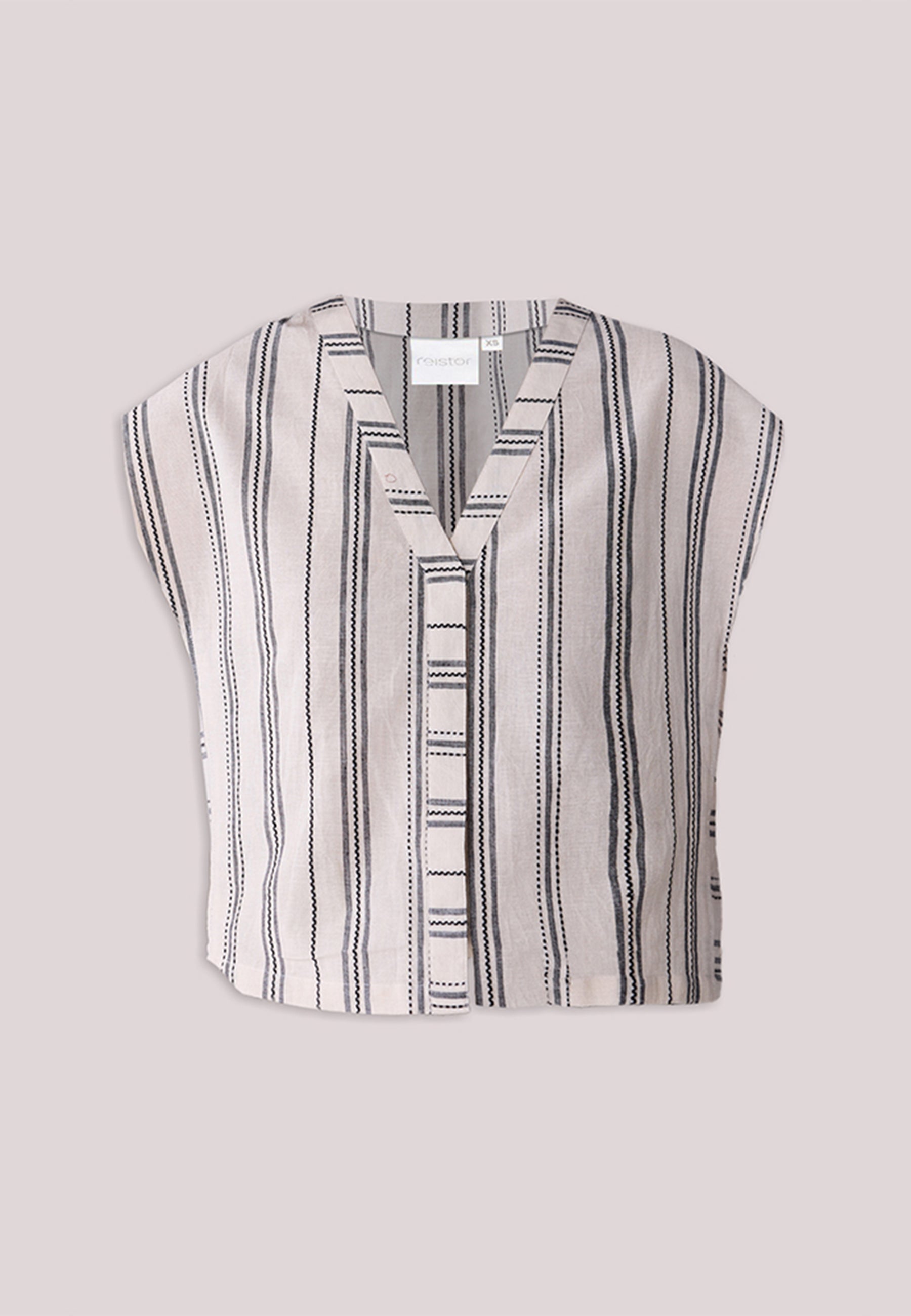 Relaxed V Neck Striped Top TOPS Reistor
