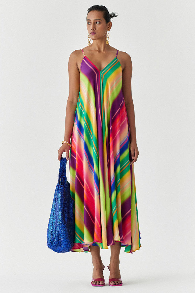 Rainbow Strappy Dress DRESSES IKKIVI