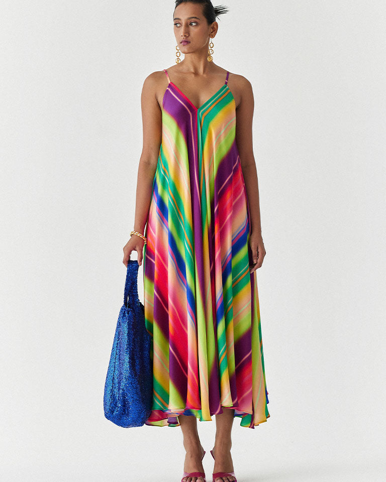 Rainbow Strappy Dress DRESSES IKKIVI