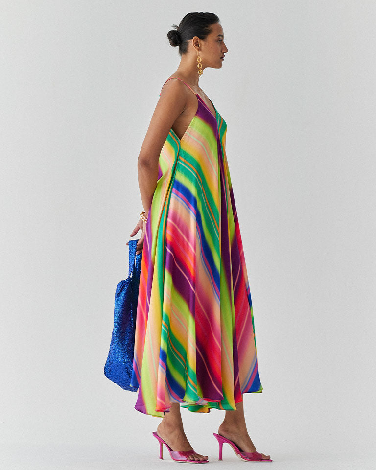 Rainbow Strappy Dress DRESSES IKKIVI
