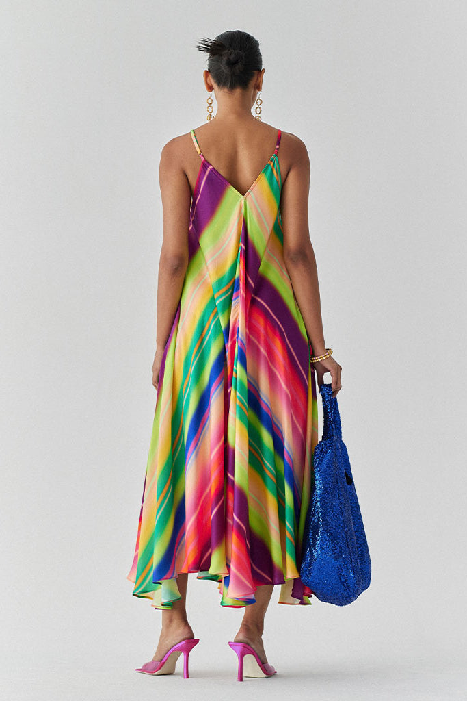 Rainbow Strappy Dress DRESSES IKKIVI