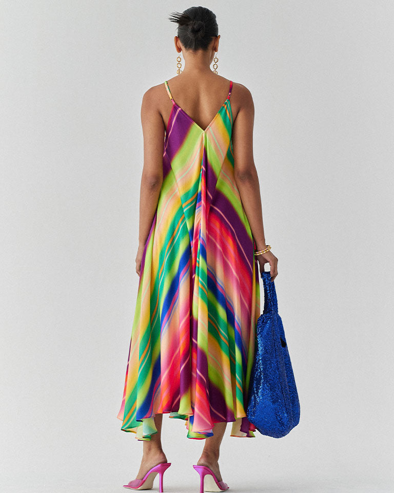 Rainbow Strappy Dress DRESSES IKKIVI