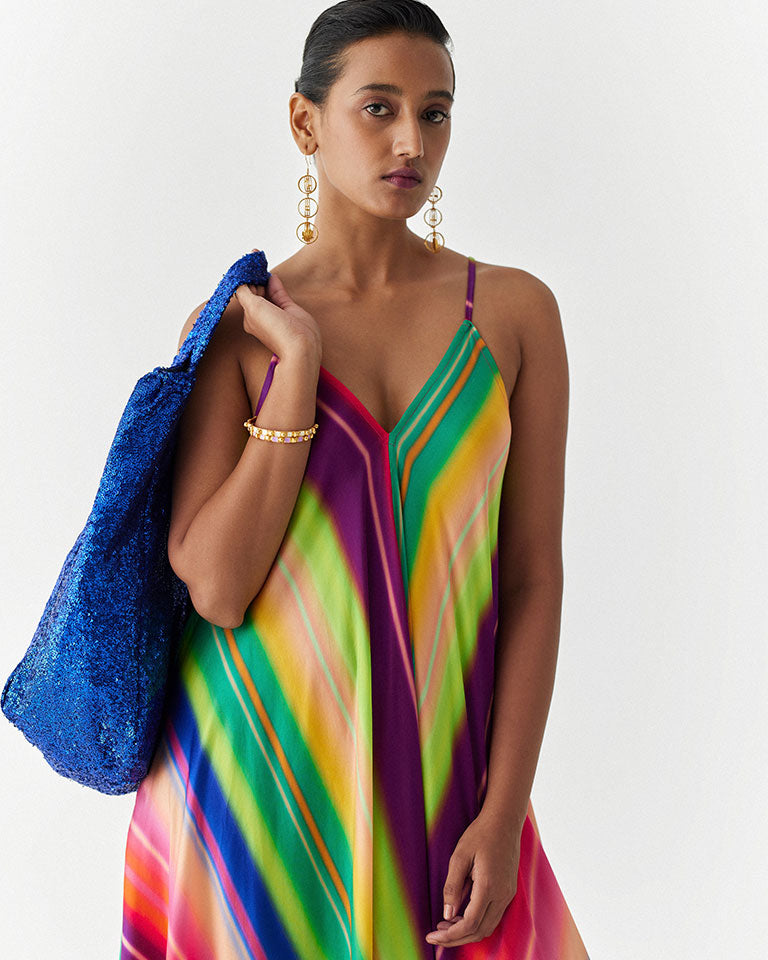 Rainbow Strappy Dress DRESSES IKKIVI