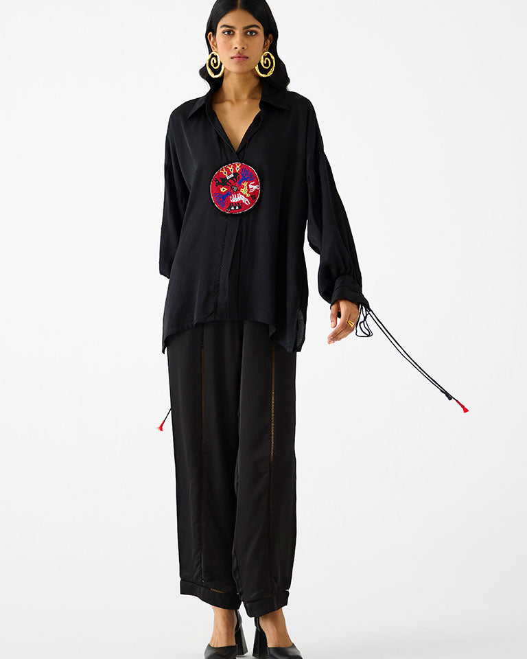 Zulu Black Linen Pant Set SETS IKKIVI