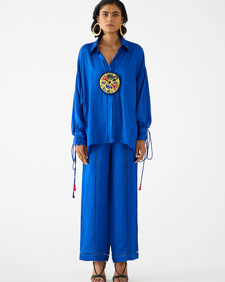 Zulu Blue Linen Pant Set SETS IKKIVI