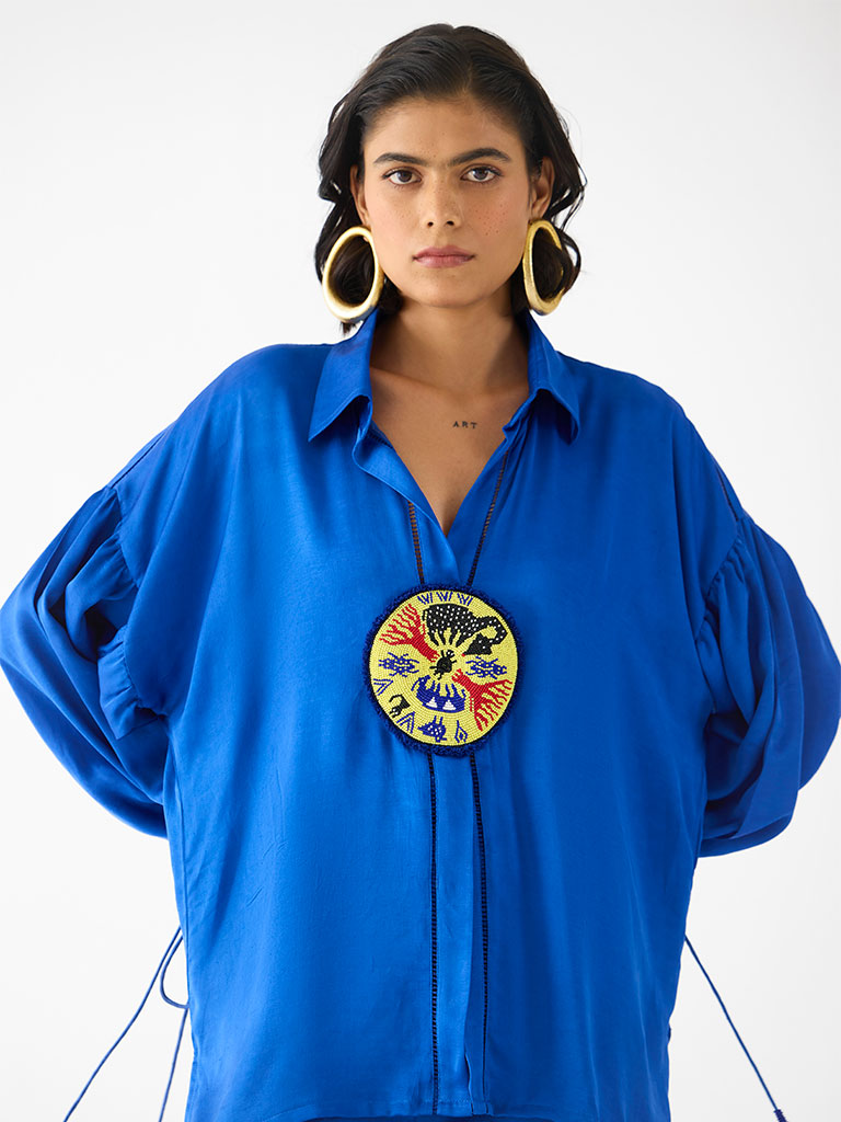 Zulu Blue Linen Pant Set SETS IKKIVI