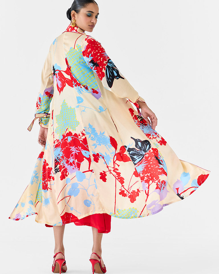 Cream Ikigai Trench Coat & Ombre Slip Dress SETS IKKIVI